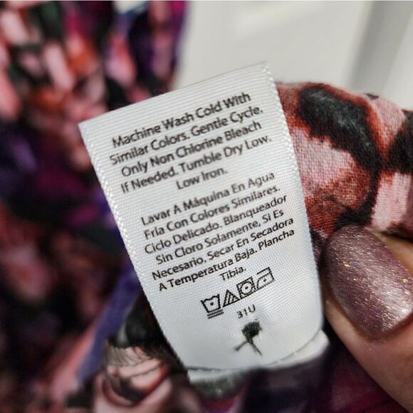 Terra & Sky Dress Purple Pink Floral Tiered Peasant Maxi Womens Plus - Picture 10 of 11